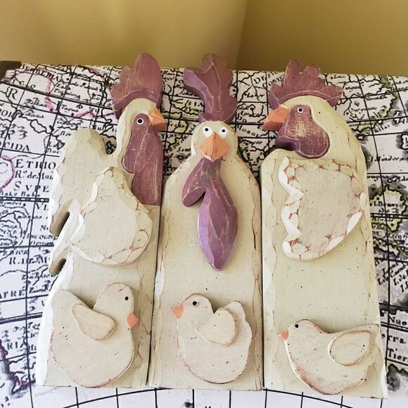 Vintage Tri-Fold 3 Hen/Rooster Set of 2 - Picture 5 of 10